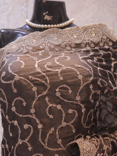 “The Metallic Gray” Premium Designer Saree