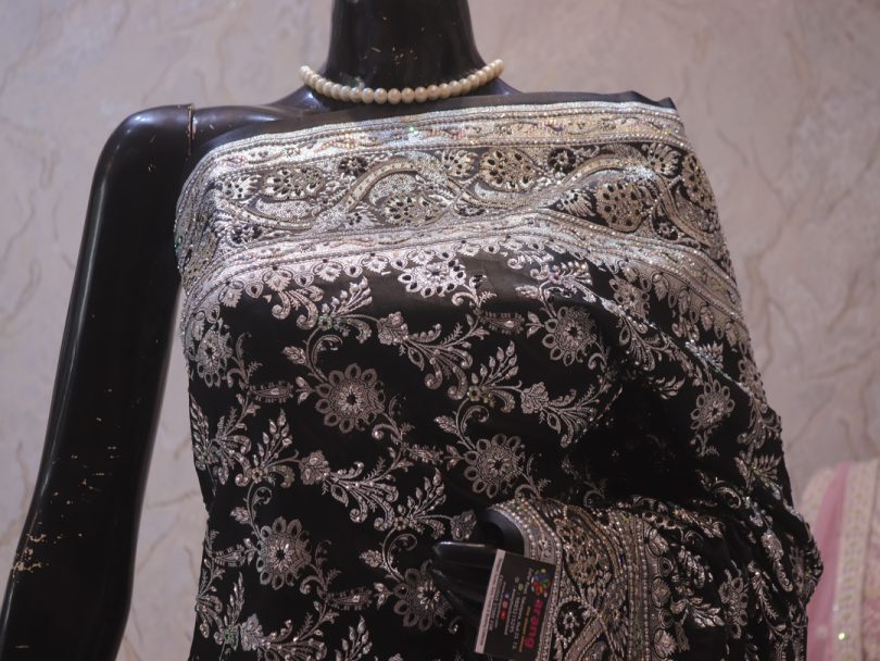"The Glossy Black" Premium Banarasi Silk Saree