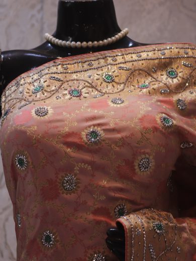 "The Peach Petals" Premium Banarasi Silk Saree