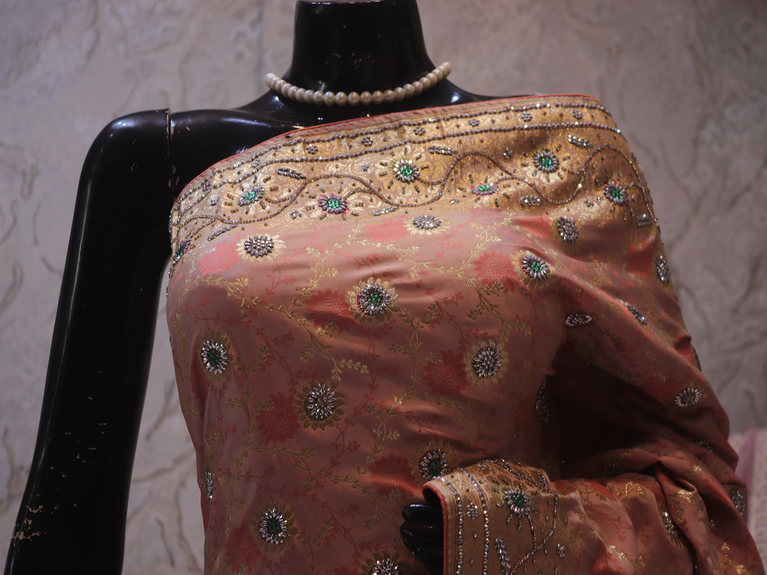 "The Peach Petals" Premium Banarasi Silk Saree