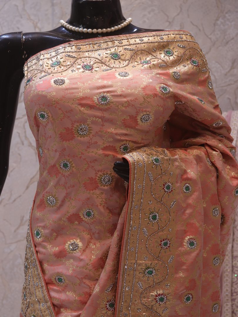 "The Peach Petals" Premium Banarasi Silk Saree - Image 2