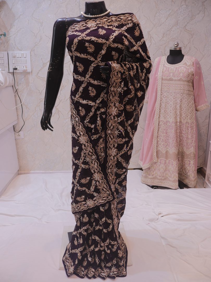 “The Dark Purple” Premium Designer Saree - Image 3