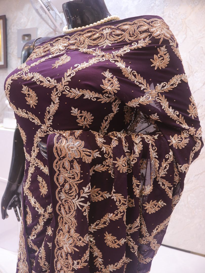 “The Dark Purple” Premium Designer Saree - Image 4