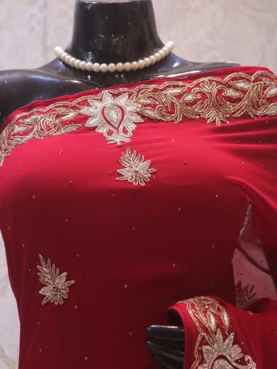 “The Maroon Splash” Premium Handcrafted Saree