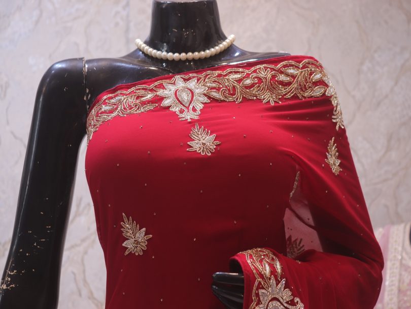 “The Maroon Splash” Premium Handcrafted Saree