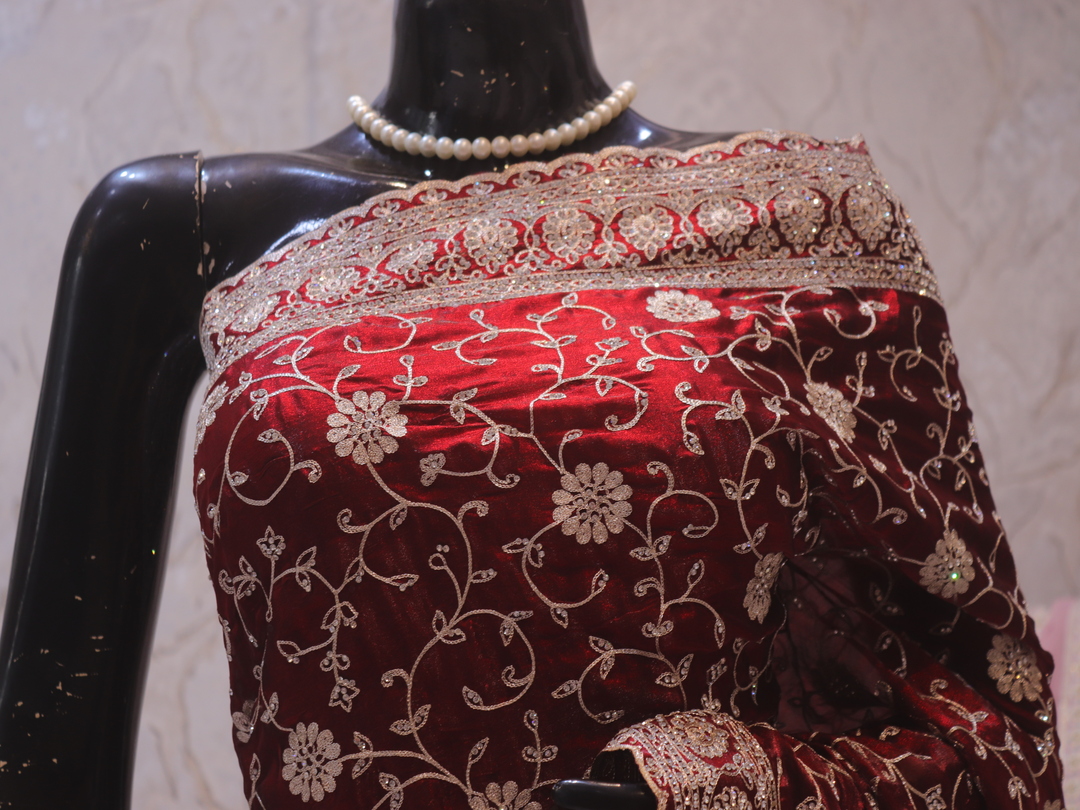 “The Royal Maroon” Premium Designer Saree