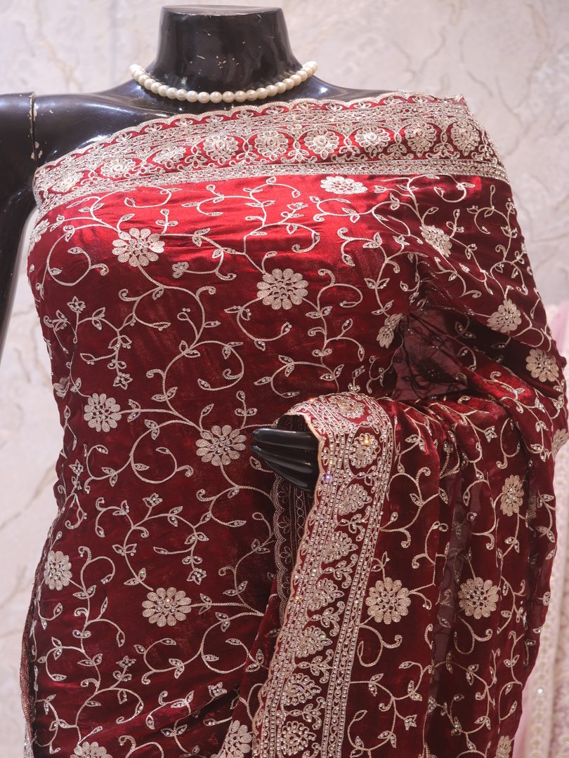 “The Royal Maroon” Premium Designer Saree - Image 2