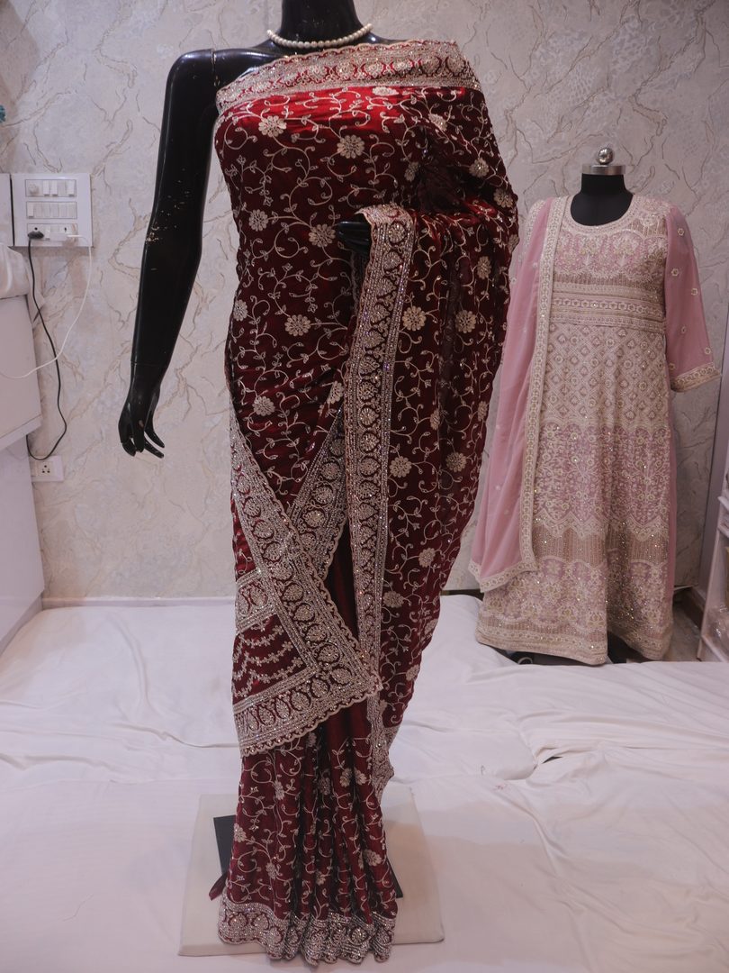 “The Royal Maroon” Premium Designer Saree - Image 3