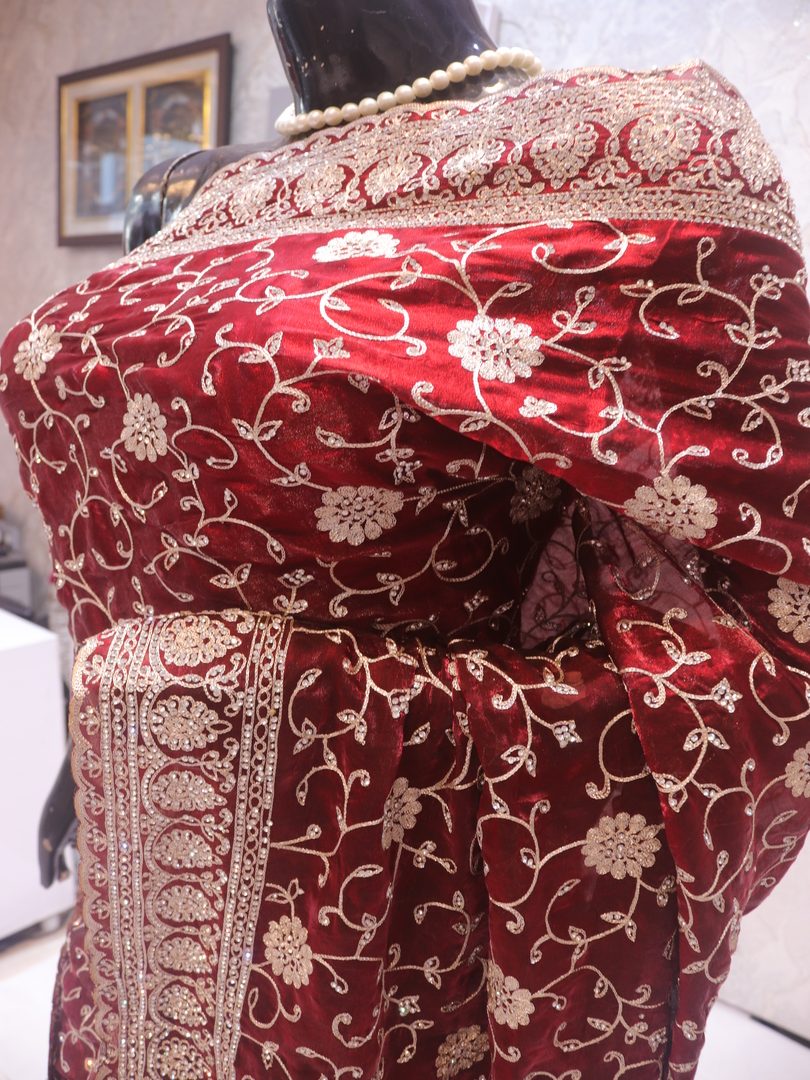 “The Royal Maroon” Premium Designer Saree - Image 4