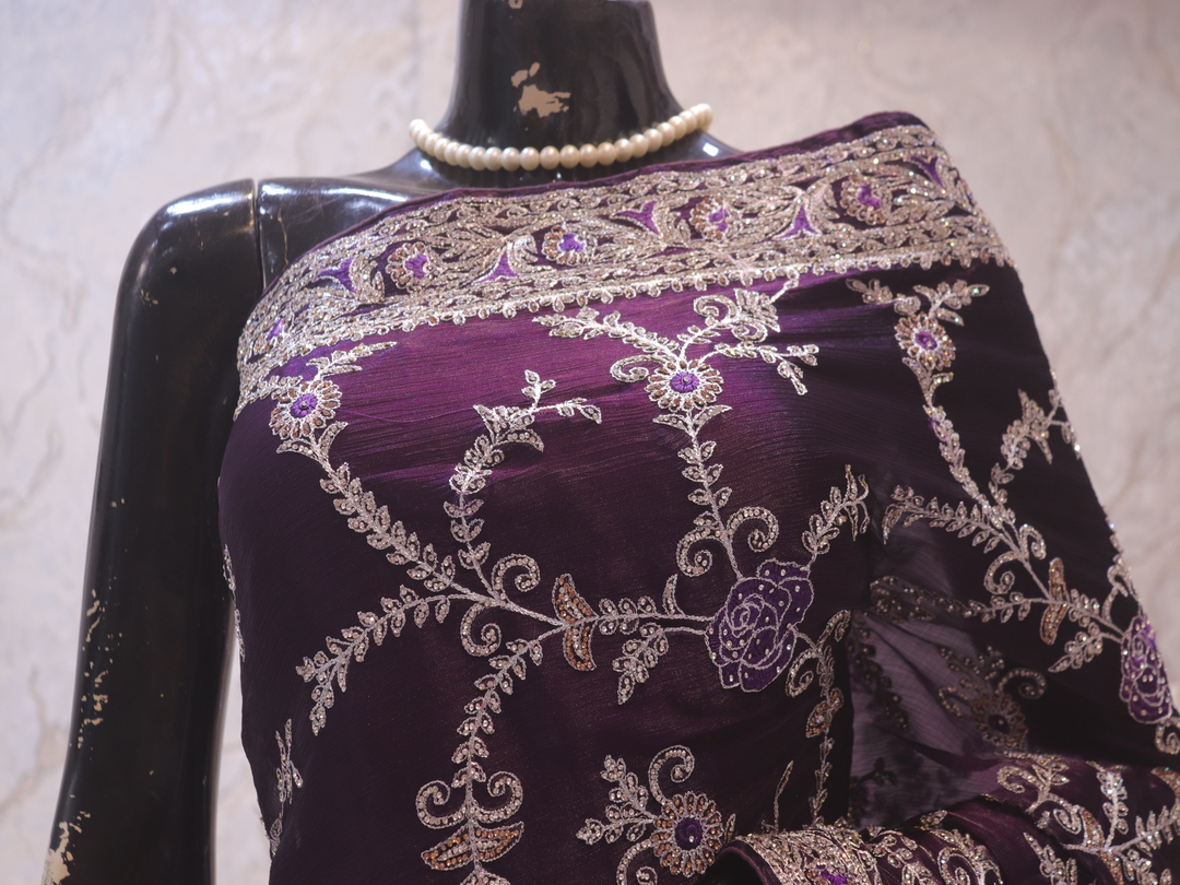 “The Russian Violet” Premium Designer Saree