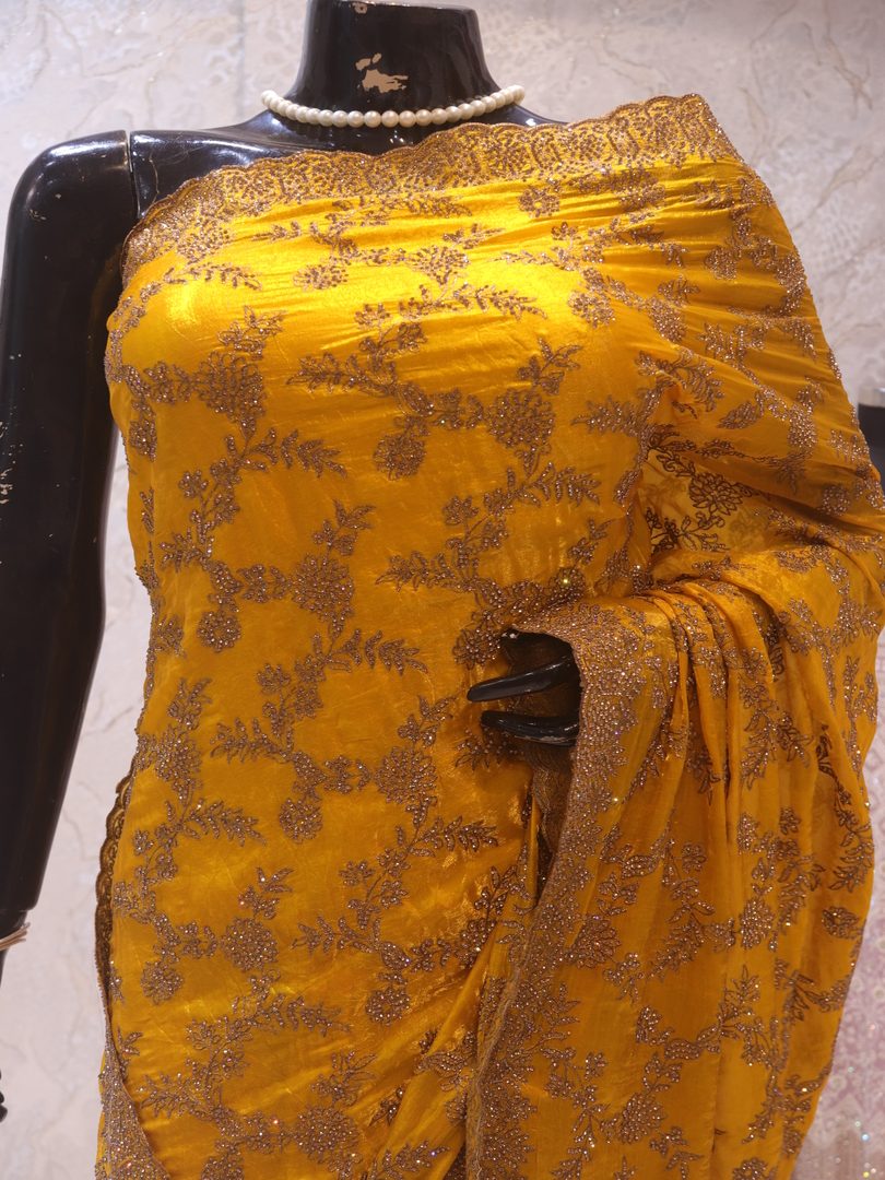 “The Metallic Yellow” Premium Designer Saree - Image 2