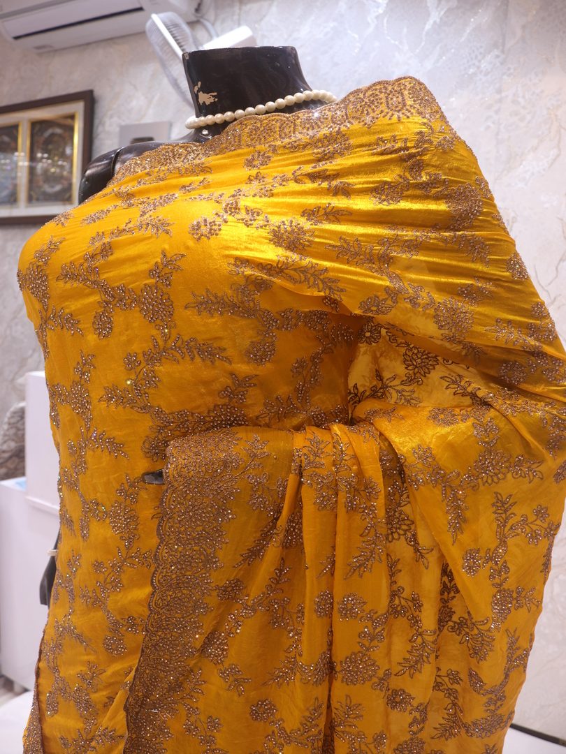 “The Metallic Yellow” Premium Designer Saree - Image 4