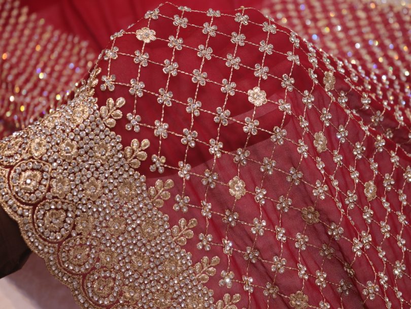 "The Royal Maroon" Premium Designer Saree with Veil - Image 5