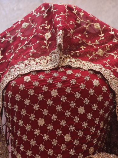 "The Royal Maroon" Premium Designer Saree with Veil