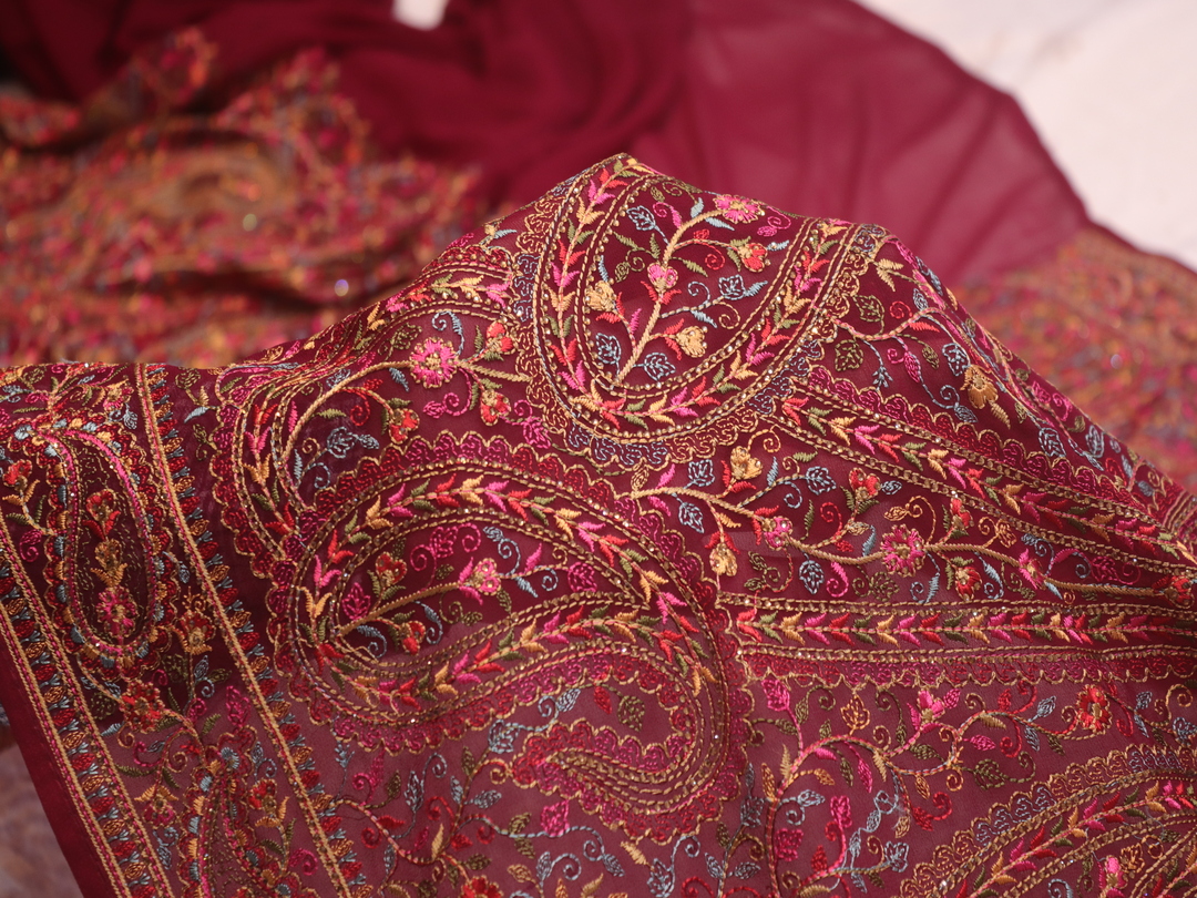 "The Dark Raspberry" Premium Rajwadi Saree - Image 5