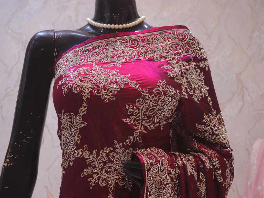 “The Vintage Magenta” Premium Designer Saree