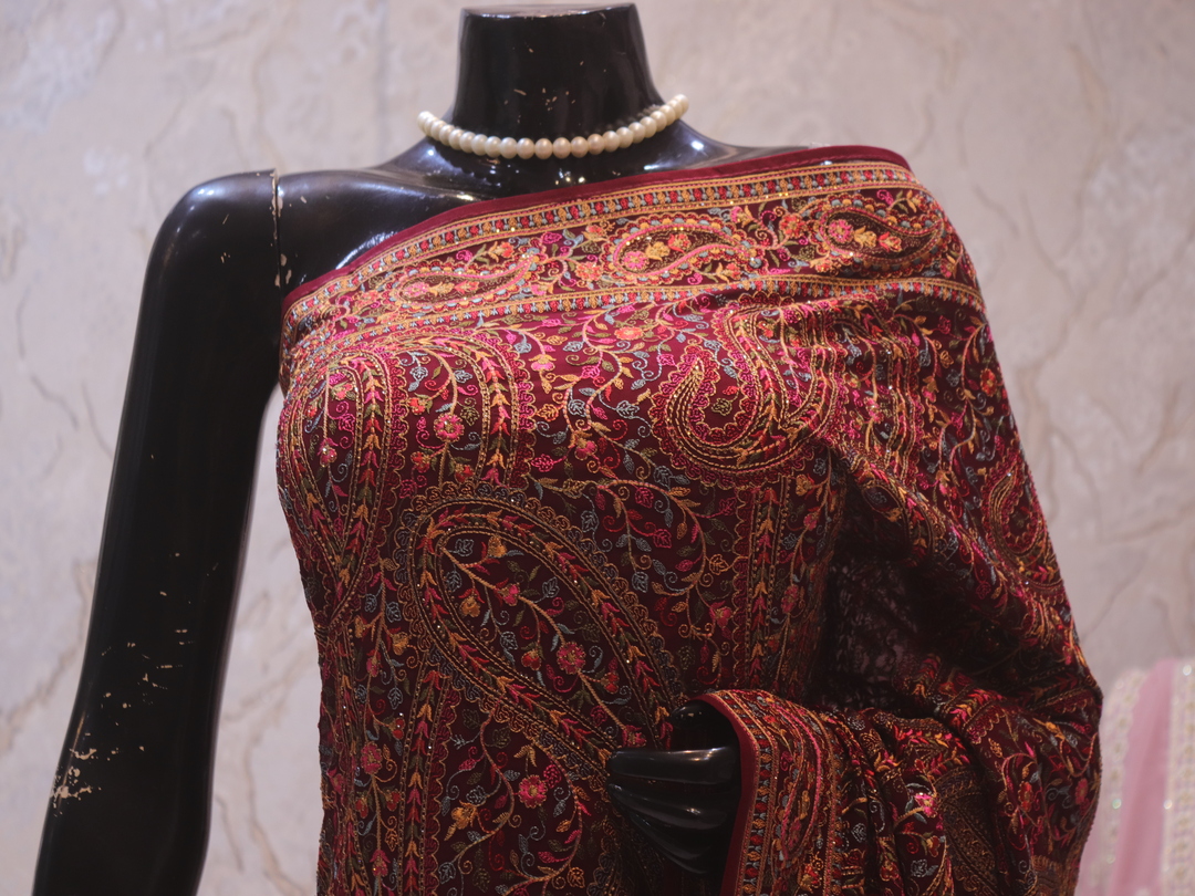 "The Dark Raspberry" Premium Rajwadi Saree