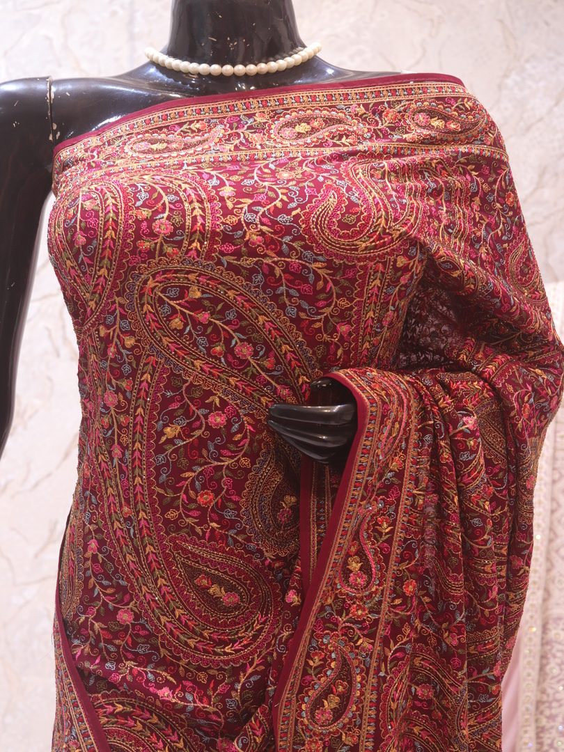 "The Dark Raspberry" Premium Rajwadi Saree - Image 2