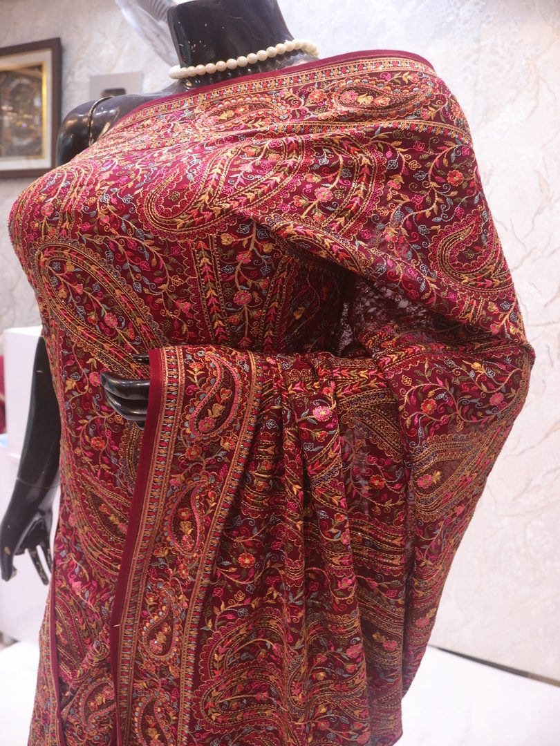 "The Dark Raspberry" Premium Rajwadi Saree - Image 4