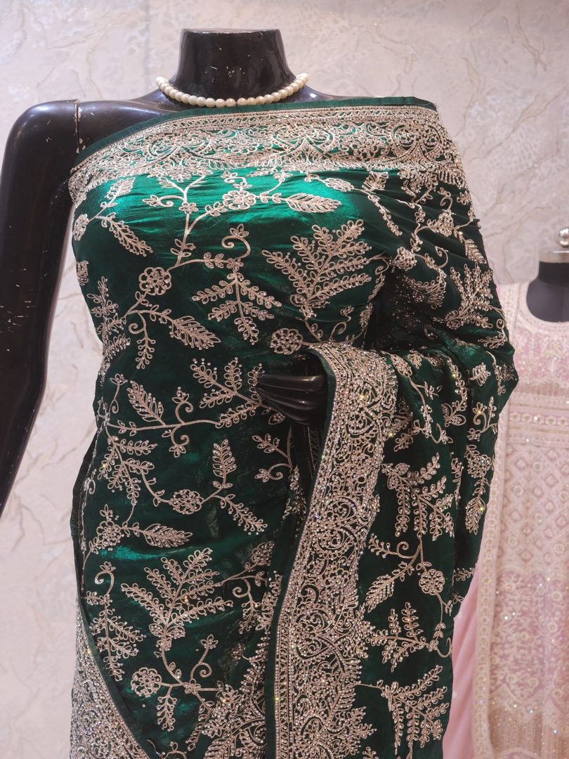 “The Turkish Green” Premium Designer Saree - Image 2