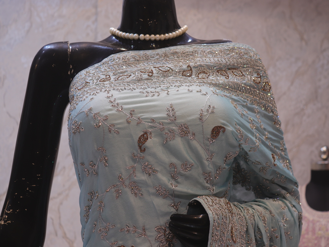 "The Powder Blue" Premium Designer Saree