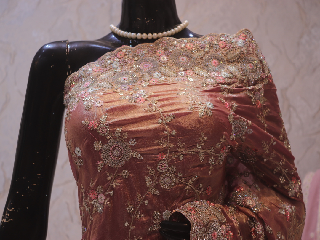 "The Glittering Peach" Premium Designer Saree