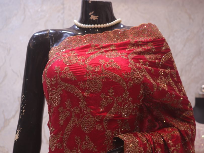 “The Prismatic Red” Premium Designer Saree