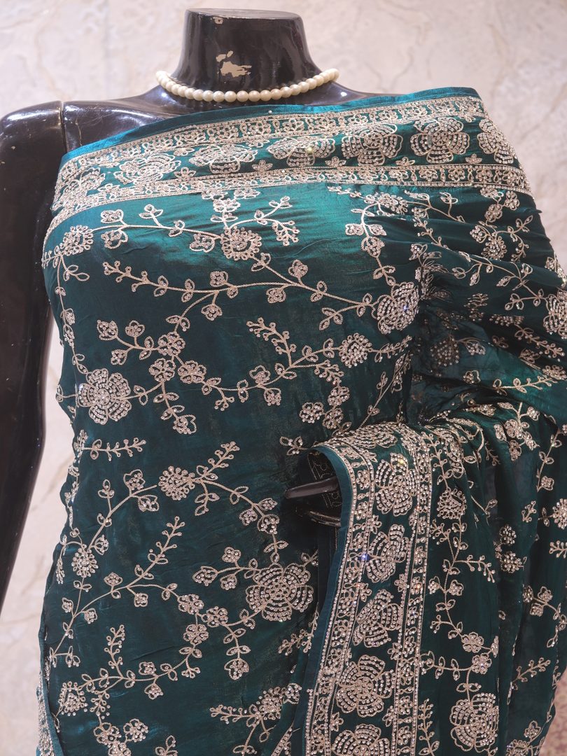 “The Prussian Green” Premium Designer Saree - Image 2
