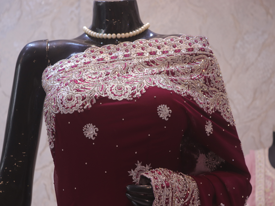 “The Wine Splash” Premium Designer Saree