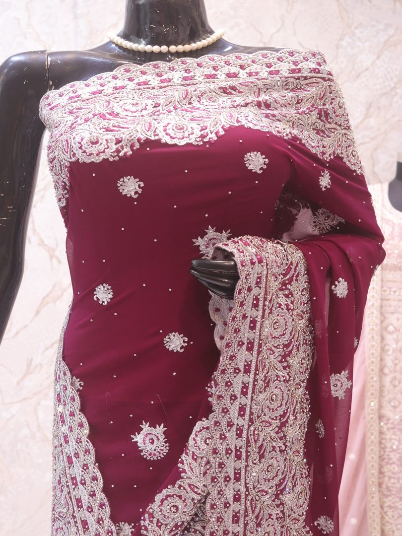 “The Wine Splash” Premium Designer Saree - Image 2