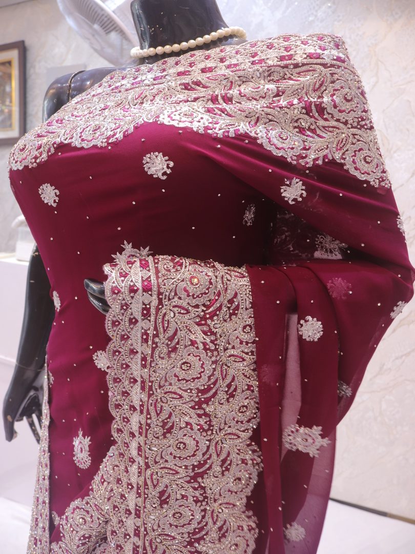 “The Wine Splash” Premium Designer Saree - Image 4