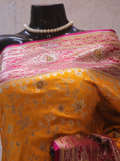 "The Titanium Yellow" Premium Banarasi Silk Saree