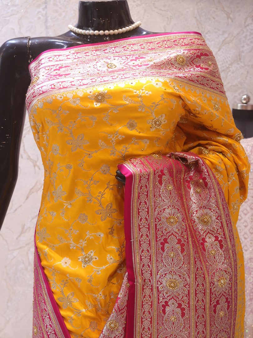 "The Titanium Yellow" Premium Banarasi Silk Saree - Image 2