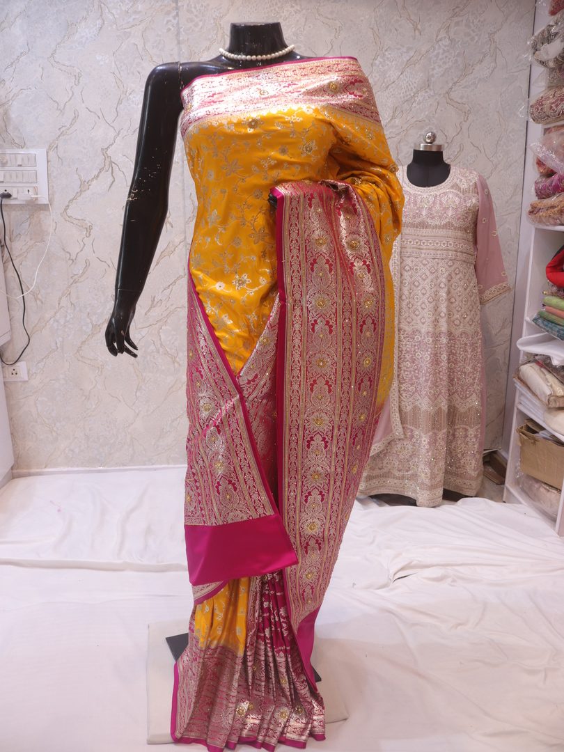 "The Titanium Yellow" Premium Banarasi Silk Saree - Image 3