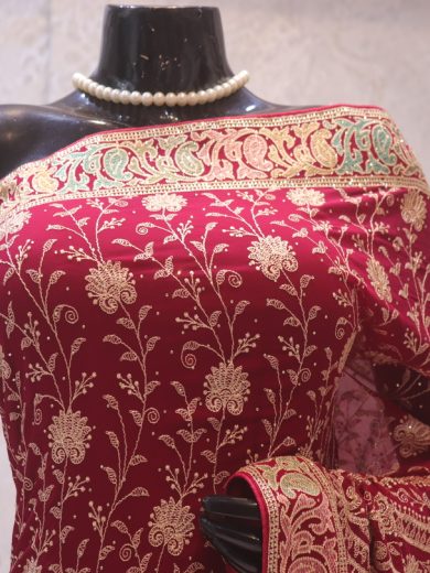 "The Raspberry Sorbet" Premium Rajwadi Saree