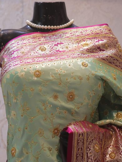 "The Sea Green Duet" Premium Banarasi Silk Saree