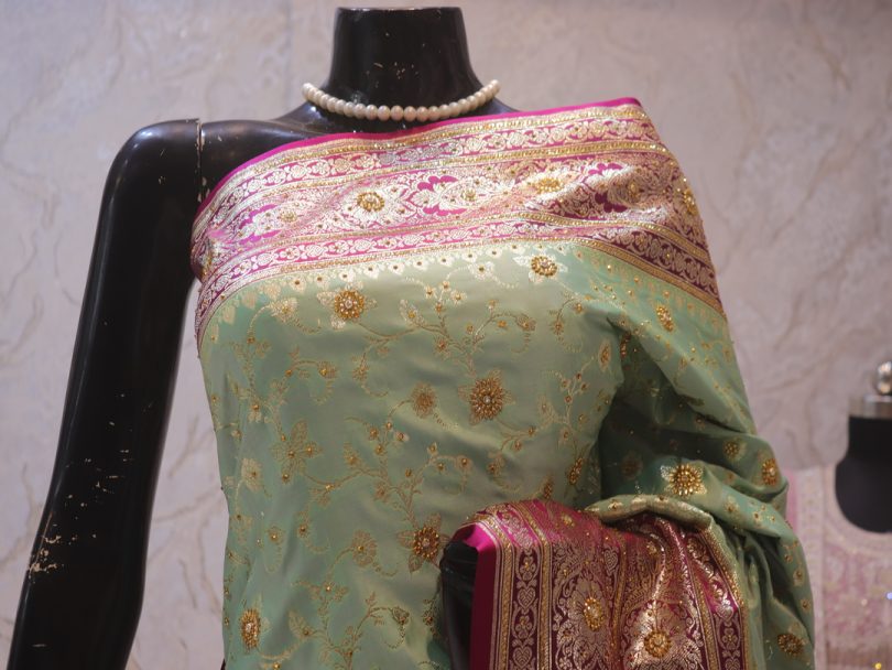 "The Sea Green Duet" Premium Banarasi Silk Saree