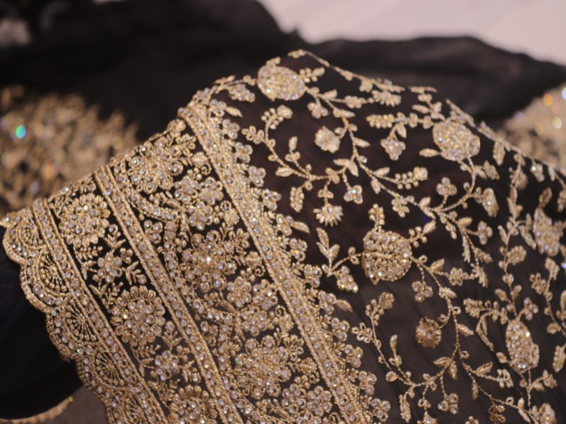 "The Persian Black" Premium Designer Saree with Veil - Image 5
