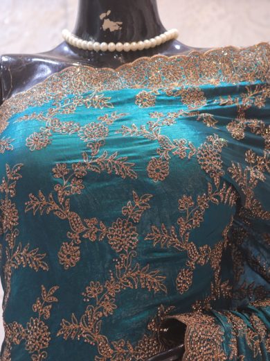 “The Peacock Blue” Premium Designer Saree