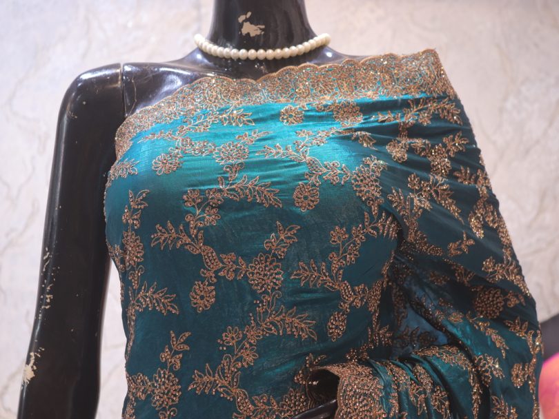 “The Peacock Blue” Premium Designer Saree