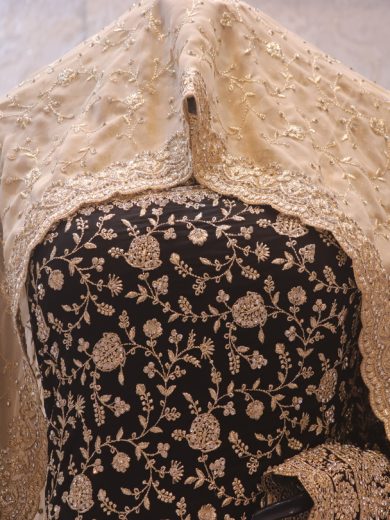 "The Persian Black" Premium Designer Saree with Veil