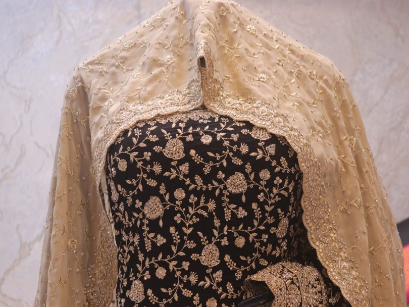 "The Persian Black" Premium Designer Saree with Veil