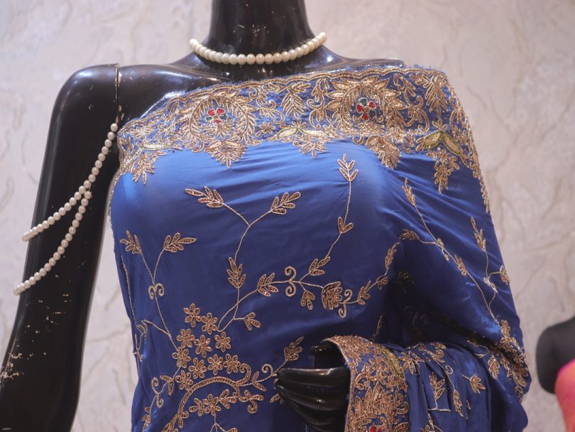 “The Baby Blue Eyes” Premium Designer Saree