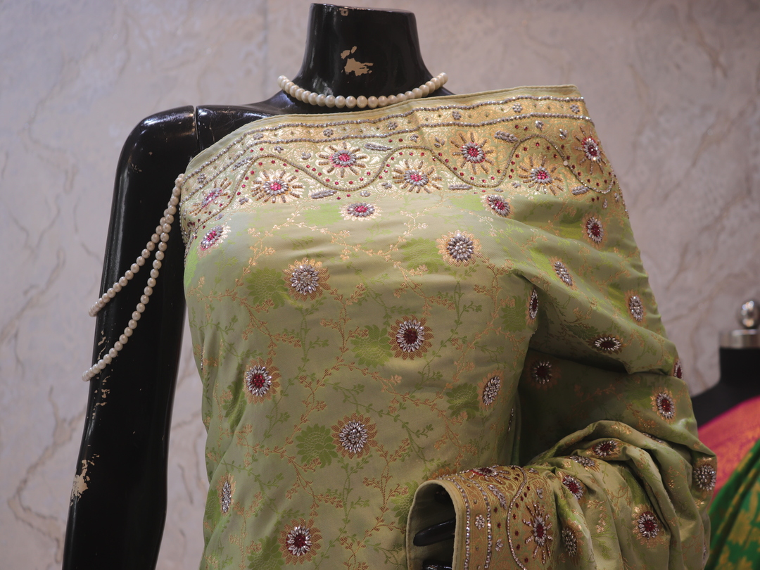 "The Celadon Green" Premium Banarasi Silk Saree