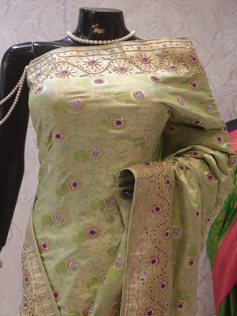 "The Celadon Green" Premium Banarasi Silk Saree - Image 2