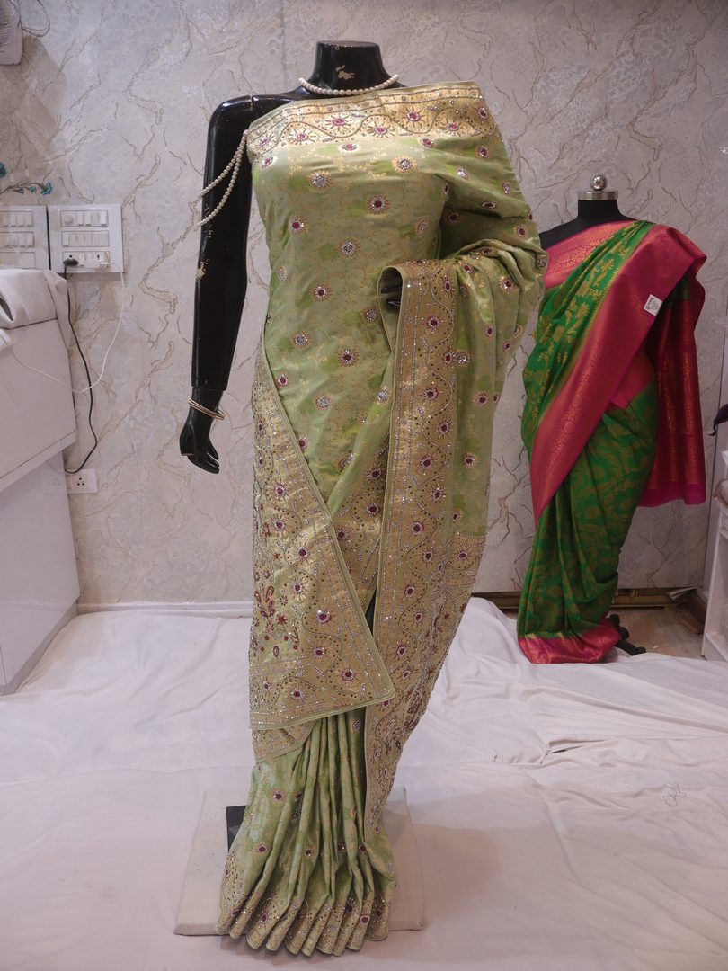 "The Celadon Green" Premium Banarasi Silk Saree - Image 3