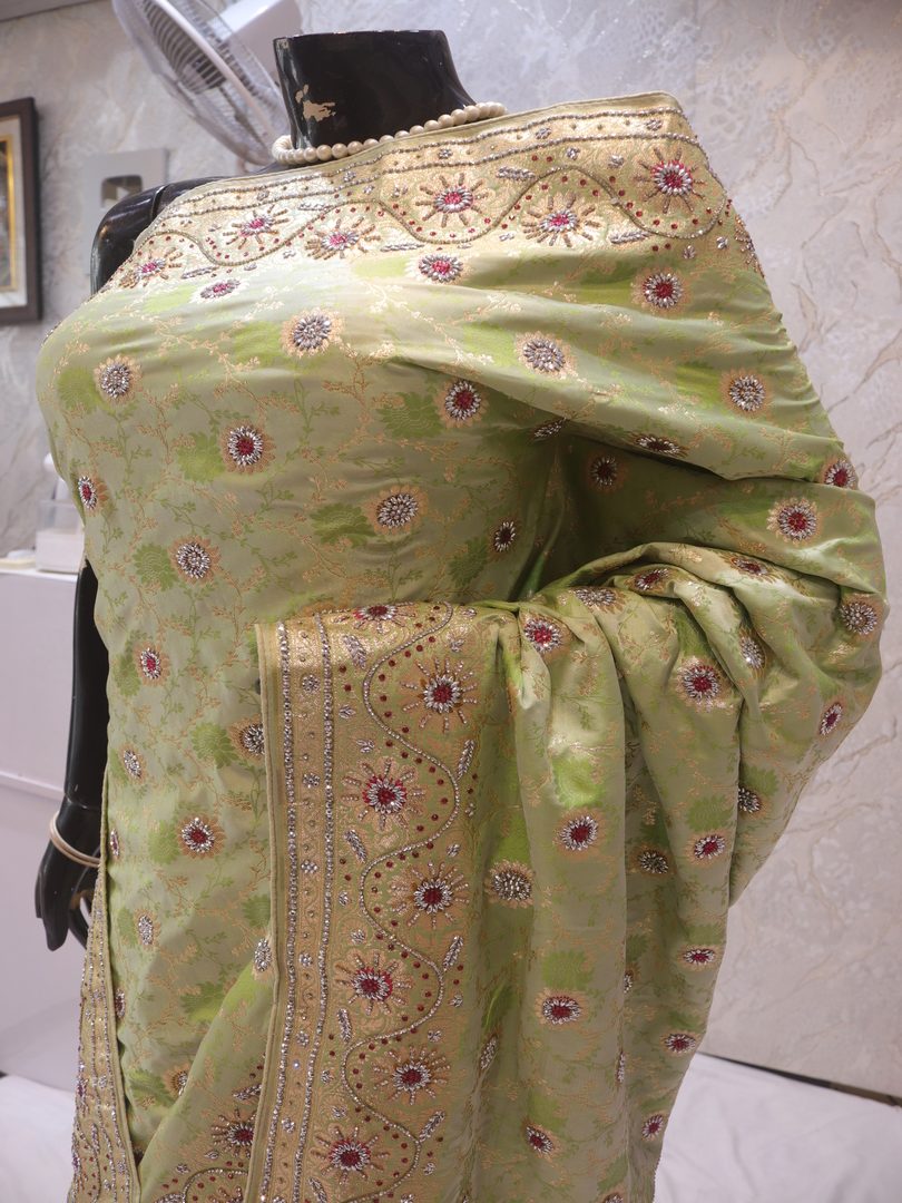 "The Celadon Green" Premium Banarasi Silk Saree - Image 4