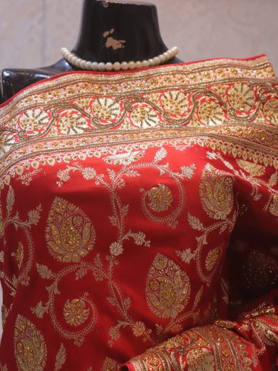 "The Bridal Red" Premium Banarasi Silk Saree