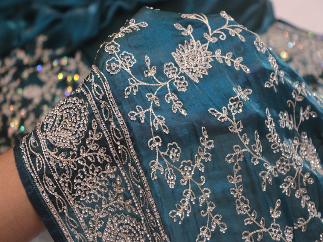 “The Prussian Green” Premium Designer Saree - Image 5
