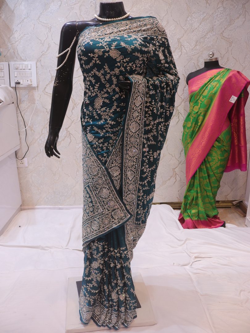 “The Prussian Green” Premium Designer Saree - Image 3